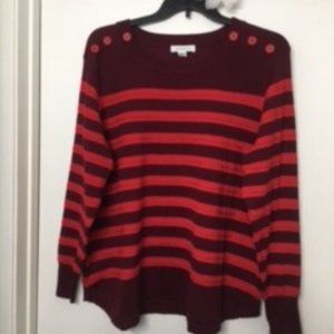 (NEW) Liz Claiborne - Burgundy & Red Long  Sleeve Top  with Buttons - Size 2X